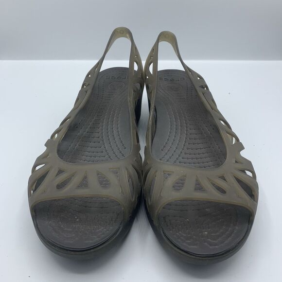 Crocs Adrina III Mini Wedge Sandals Women’s 9 Espresso Brown Slip On Shoes - Picture 6 of 8